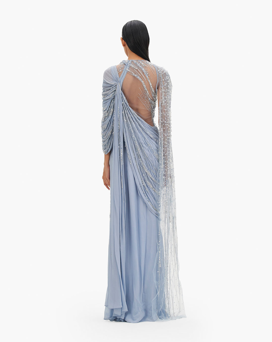 The Cosmic Cape Sleeves Saree Gown