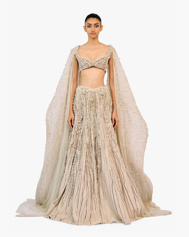 The Cygnus Cape Lehenga