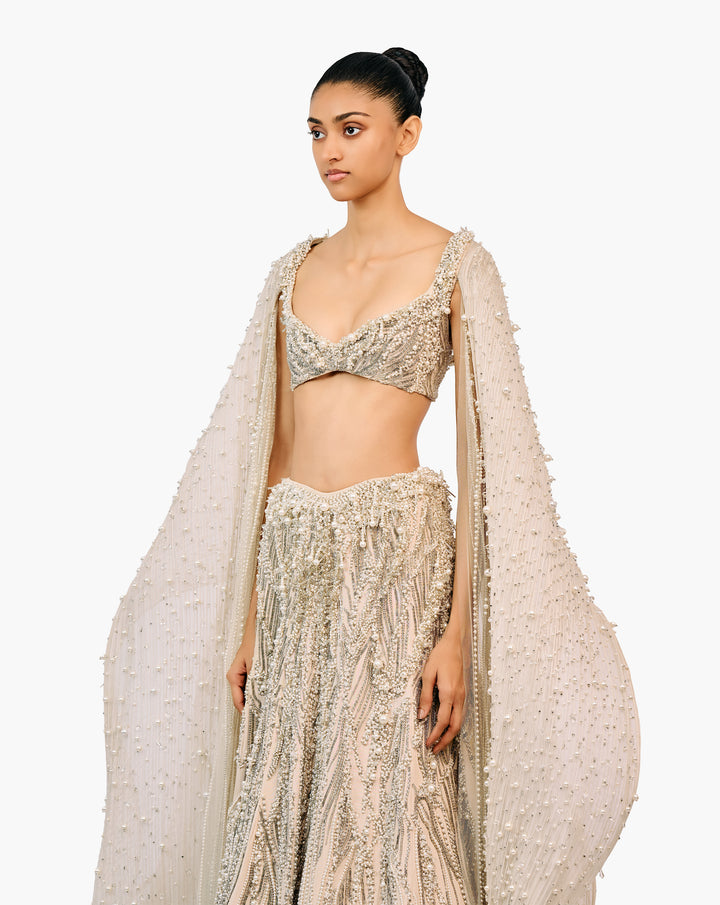 The Cygnus Cape Lehenga