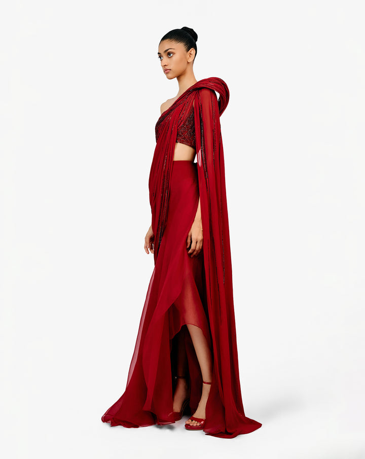 The Grecian Draped Saree Lehenga