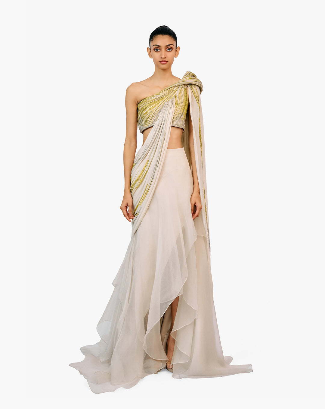 The Grecian Draped Saree Lehenga