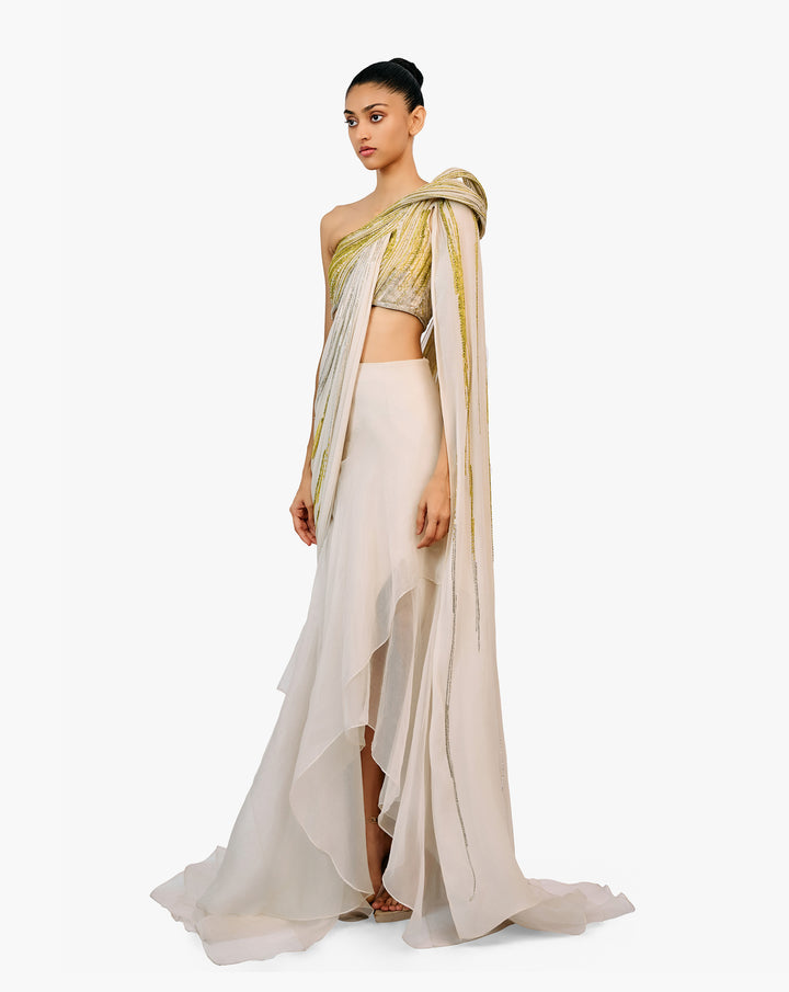 The Grecian Draped Saree Lehenga