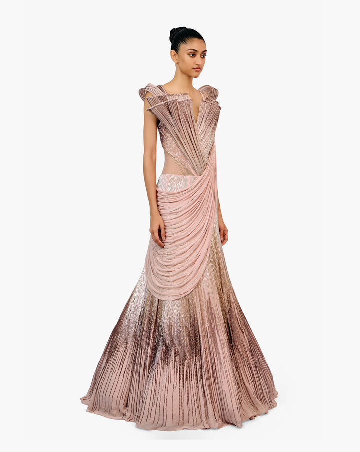 The Stardust Sculpted Saree Lehenga