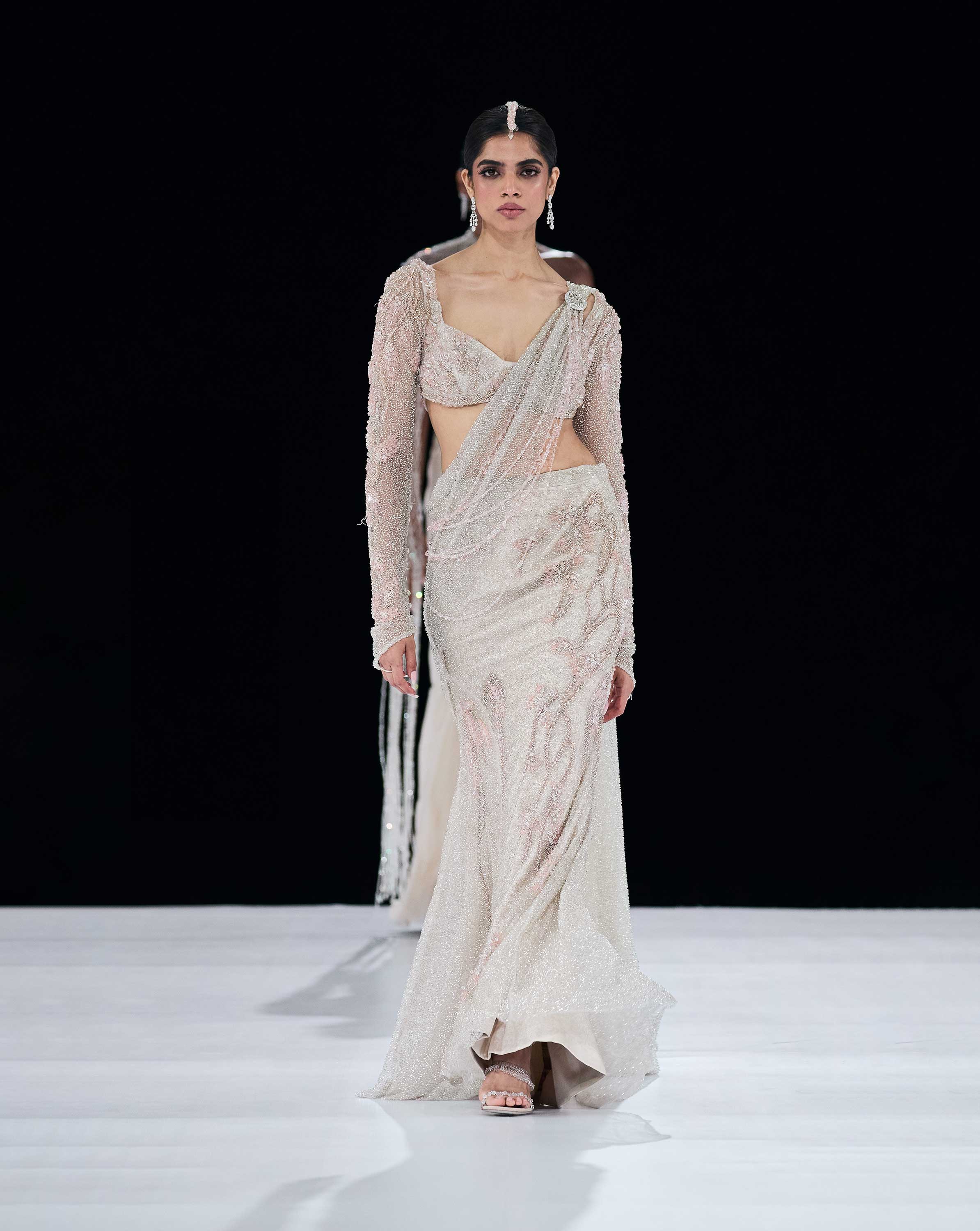 Silver Ivy Saree Lehenga