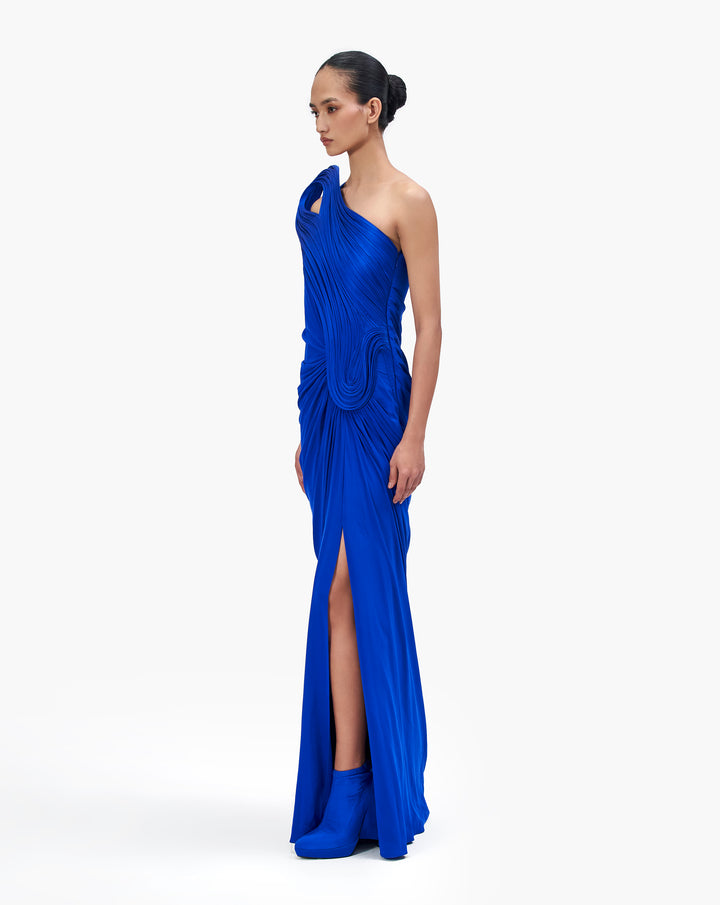 The Infinite Sculpted Shoulder Draped Gown