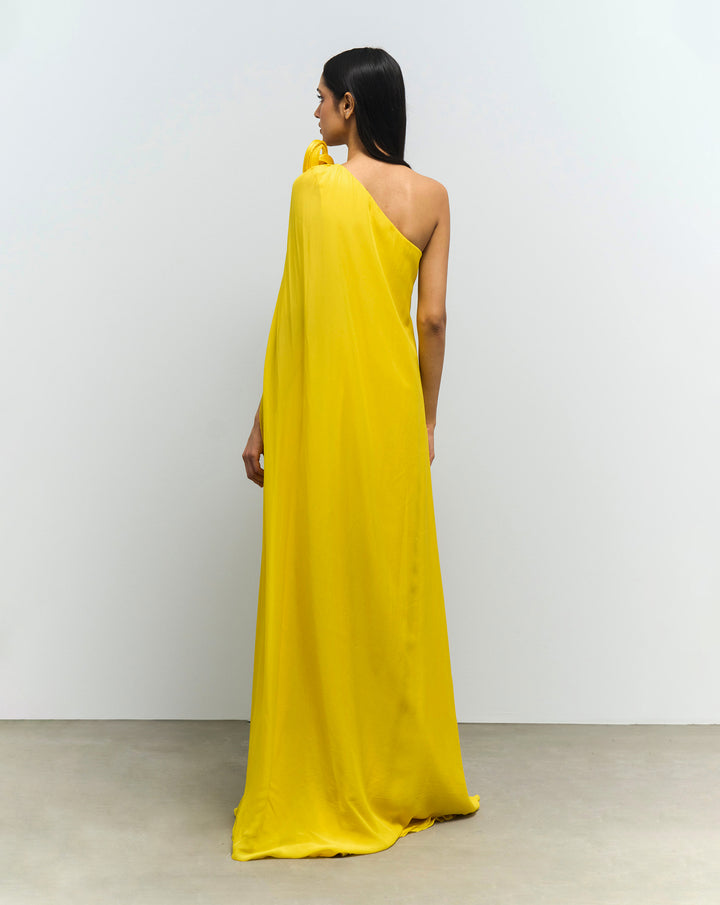 Solaris Yellow One-Shoulder Gown