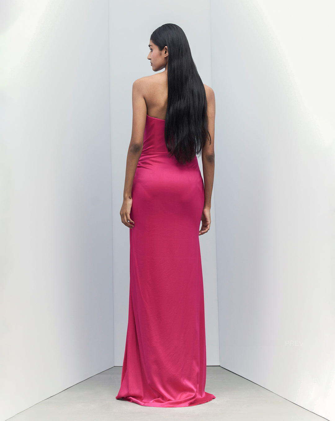 French Fuschia Cascaded Gown