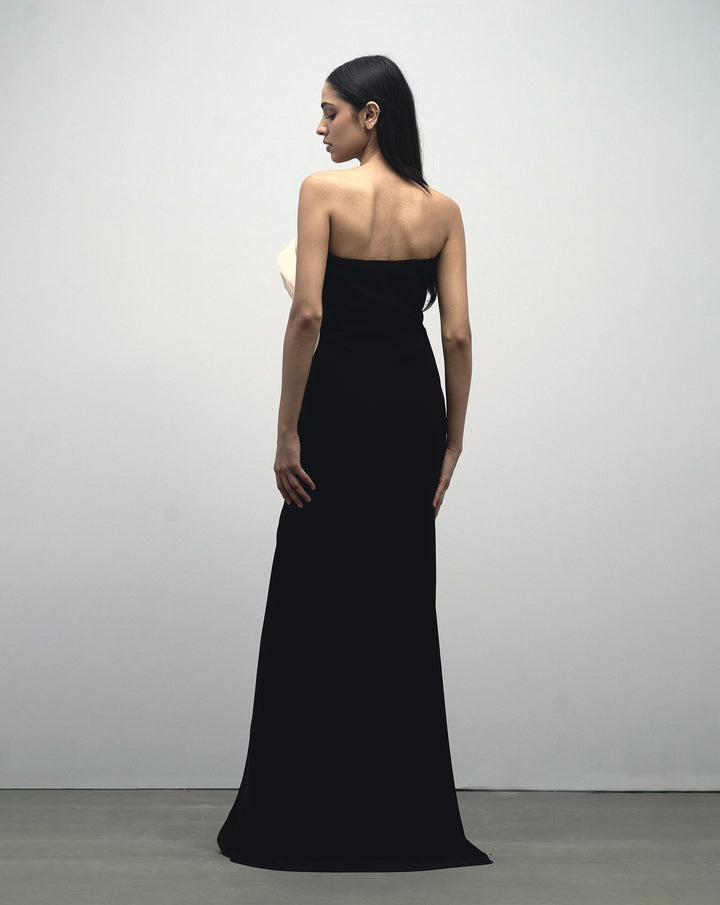 Monochromatic Ruffle Drape Gown