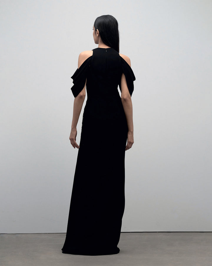 Noir Halter Draped Gown