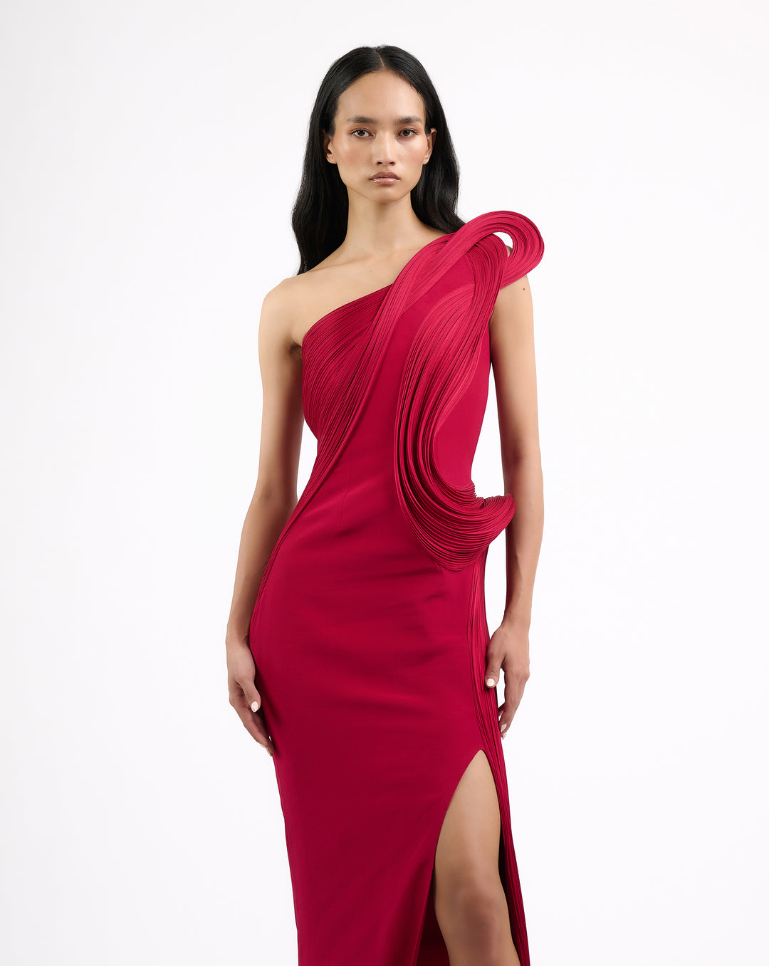 Satin sculpting on bodice