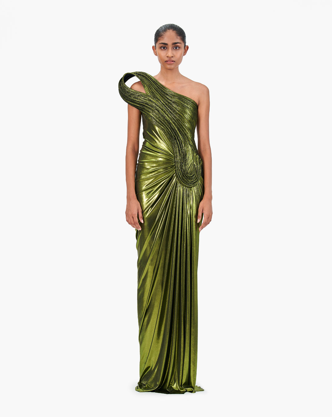 The Infinite Sculpted Shoulder Draped Gown