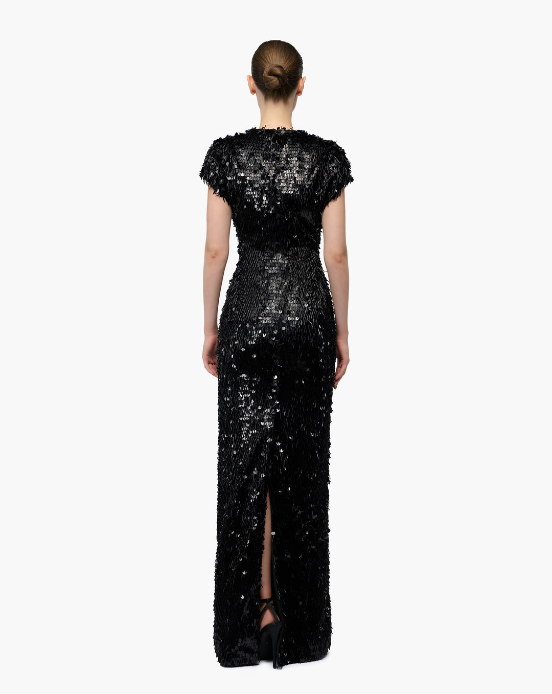 Black Fringed Sequin Gown