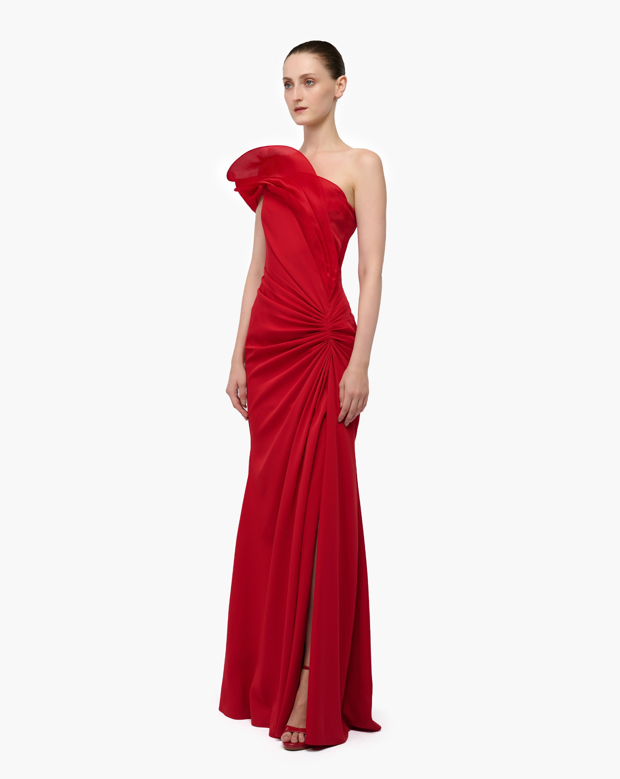 Siren Ruffle Drape Gown