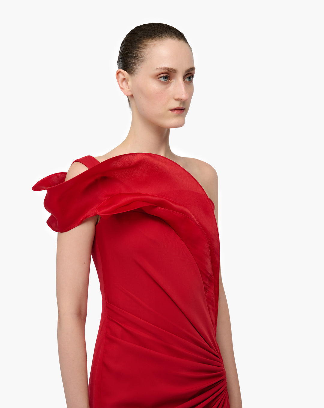 Siren Ruffle Drape Gown