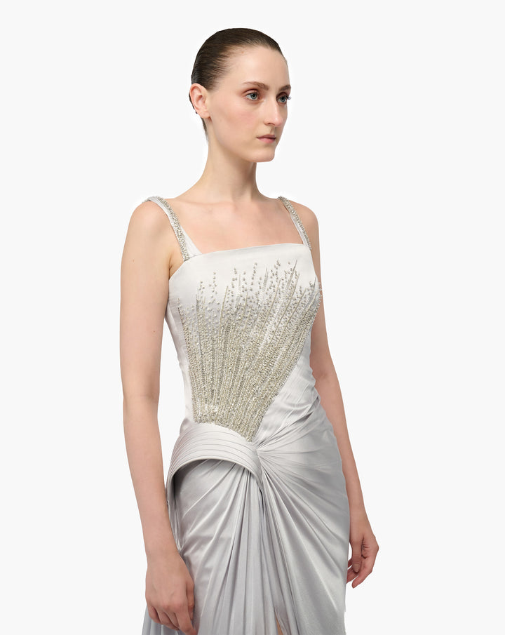 Crystal Bloom Peplum Gown