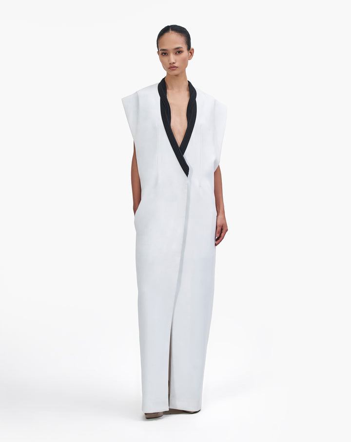 White Oversized Tuxedo Dress