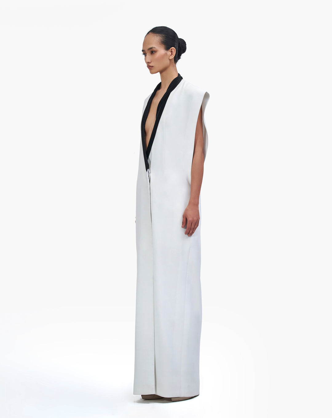 White Oversized Tuxedo Dress