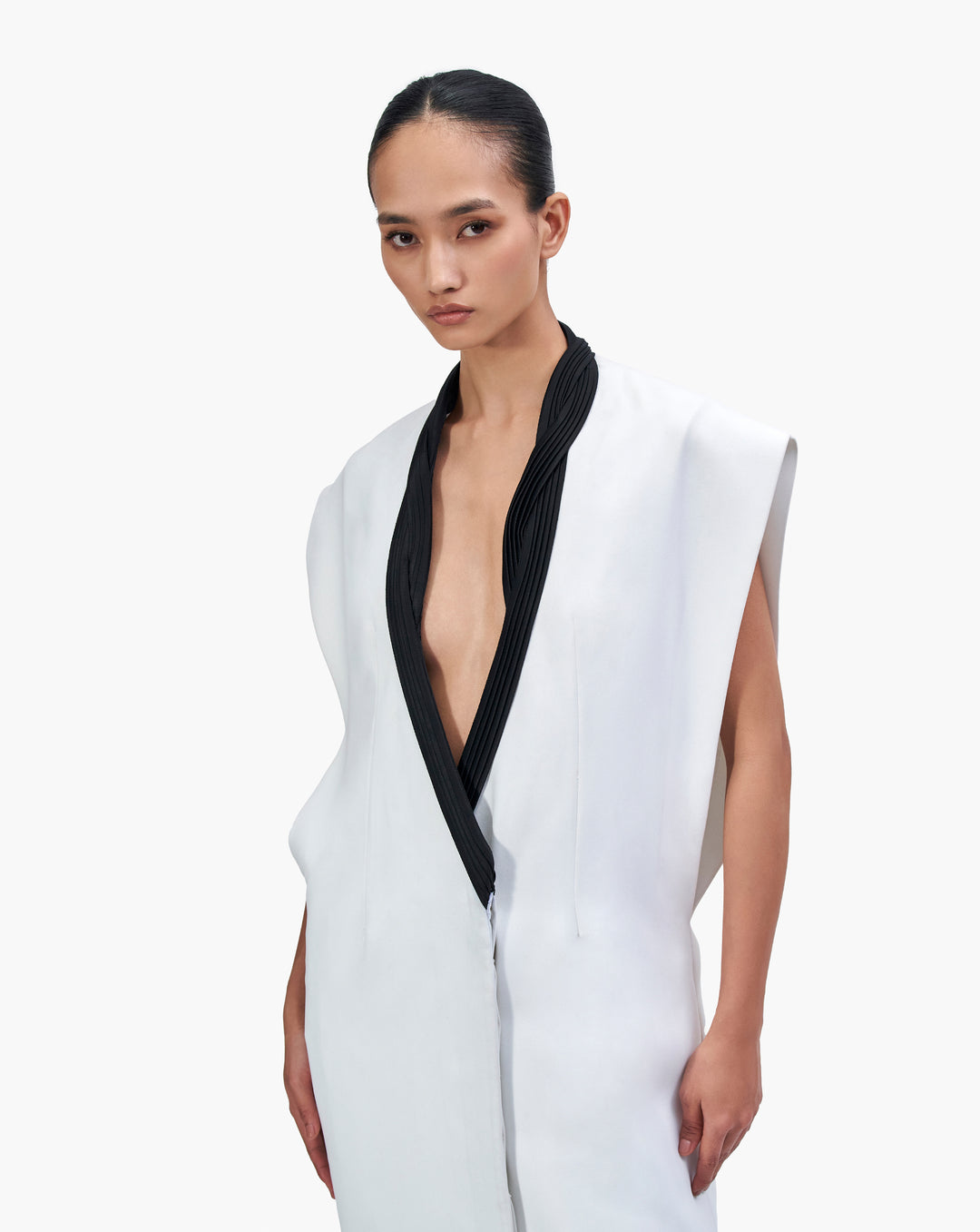 White Oversized Tuxedo Dress