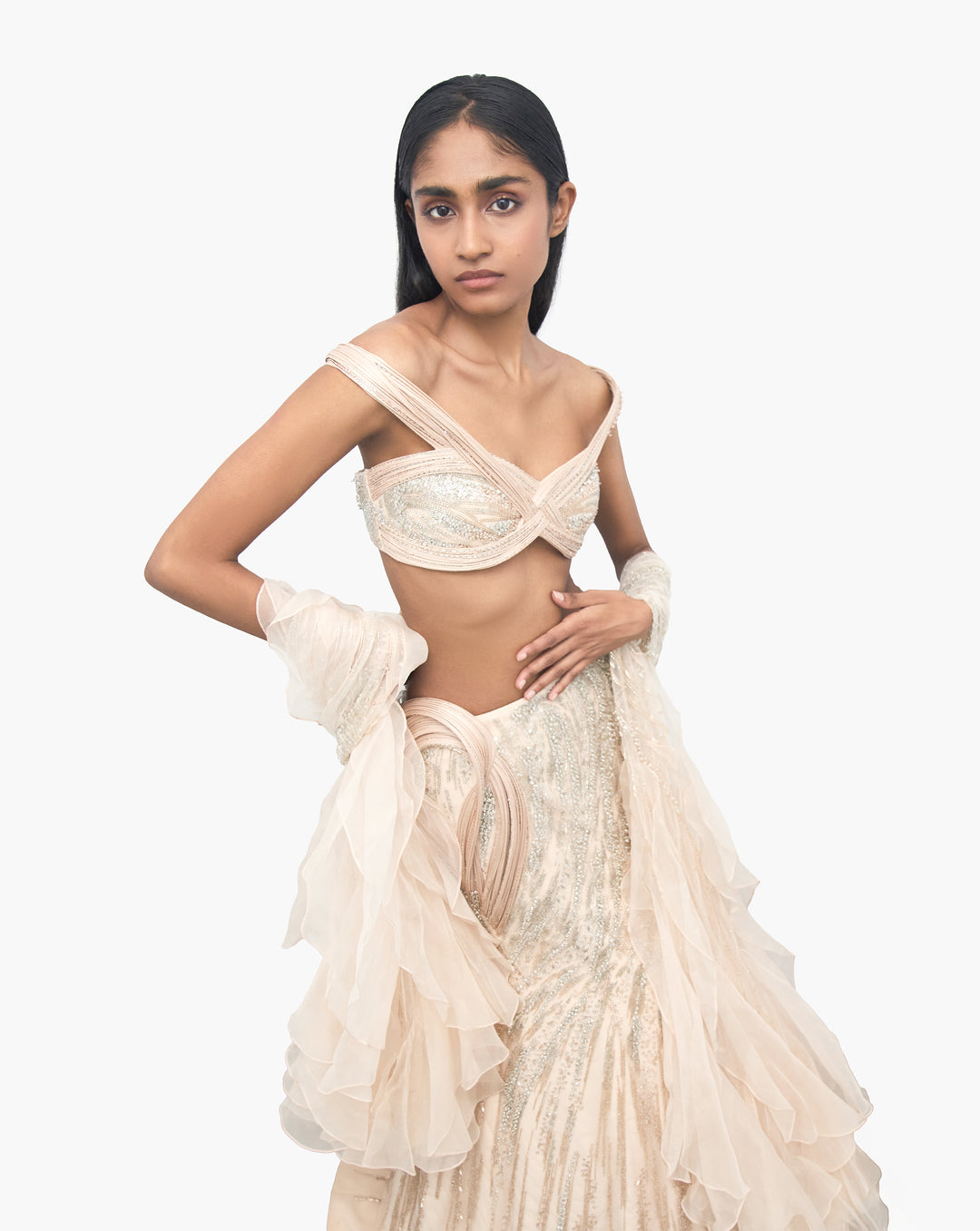 The Aurelya Sculpted Lehenga