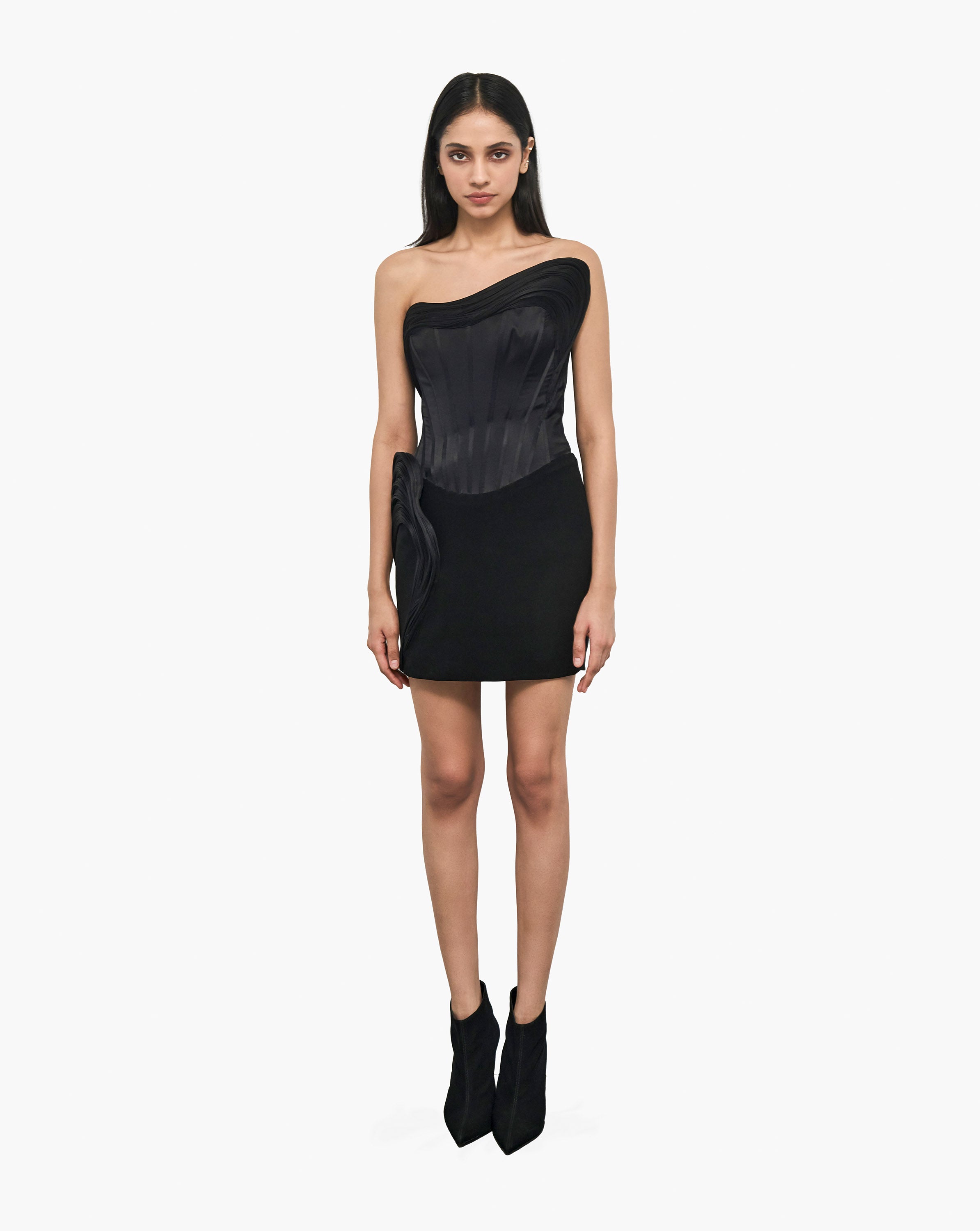 The Black Sculpted Mini Dress