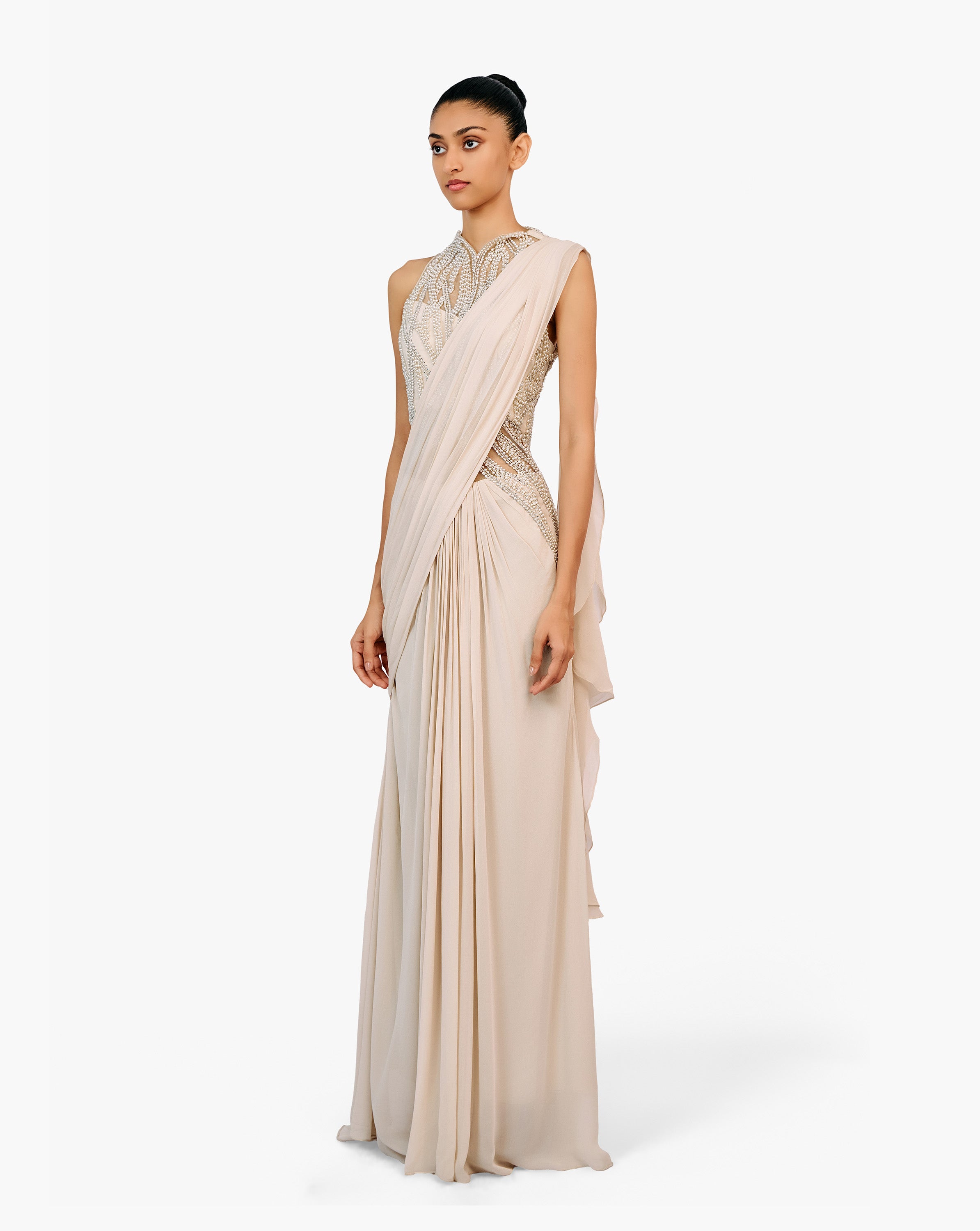 The Anatomical Pearl Saree Gown