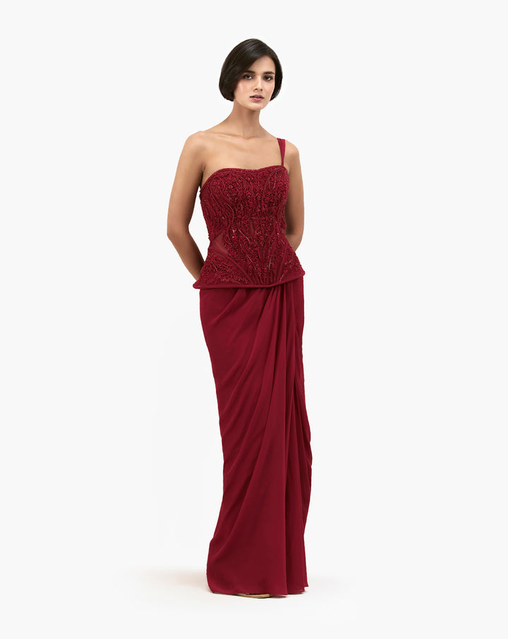 The Pearl Corset Saree Gown