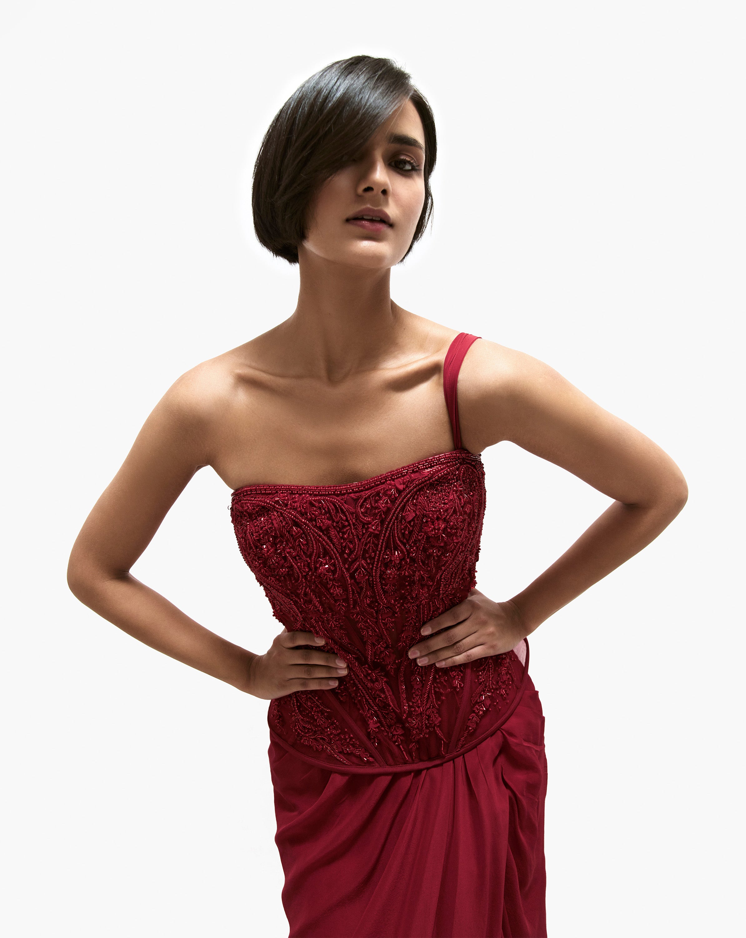 The Pearl Corset Saree Gown