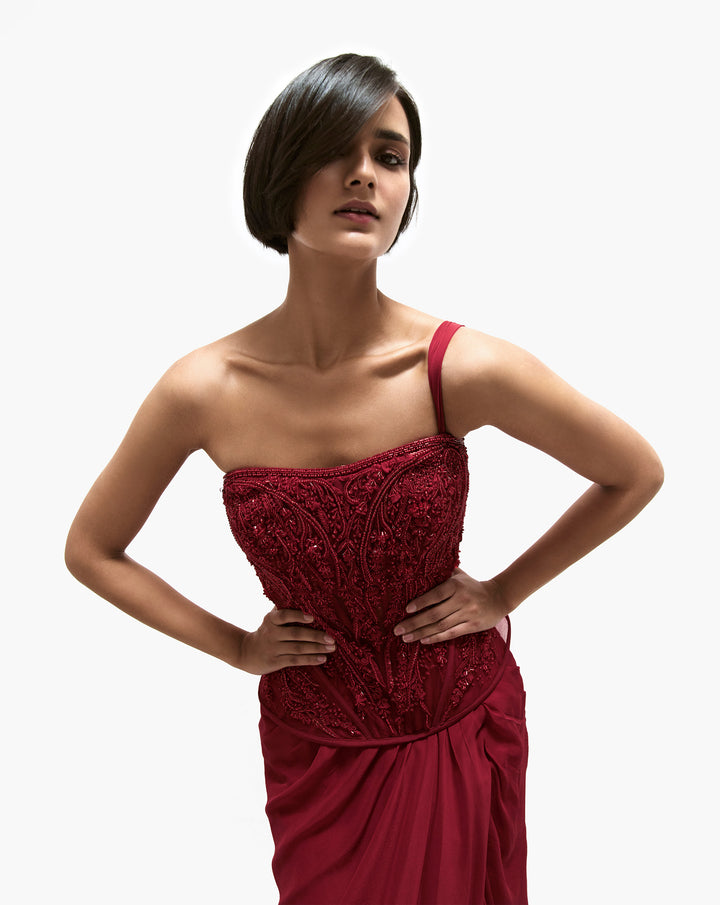 The Pearl Corset Saree Gown