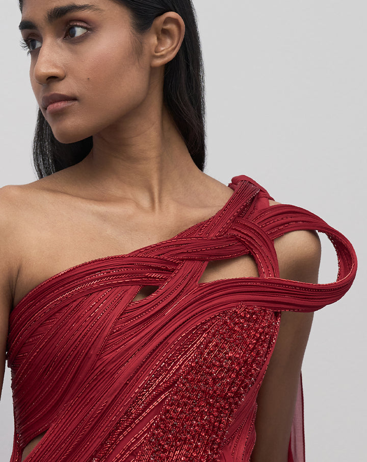 Crystalline Abstract Saree Gown