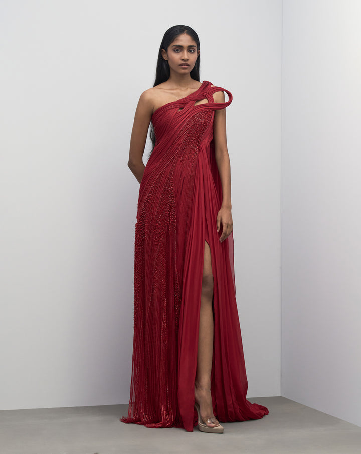 Crystalline Abstract Saree Gown