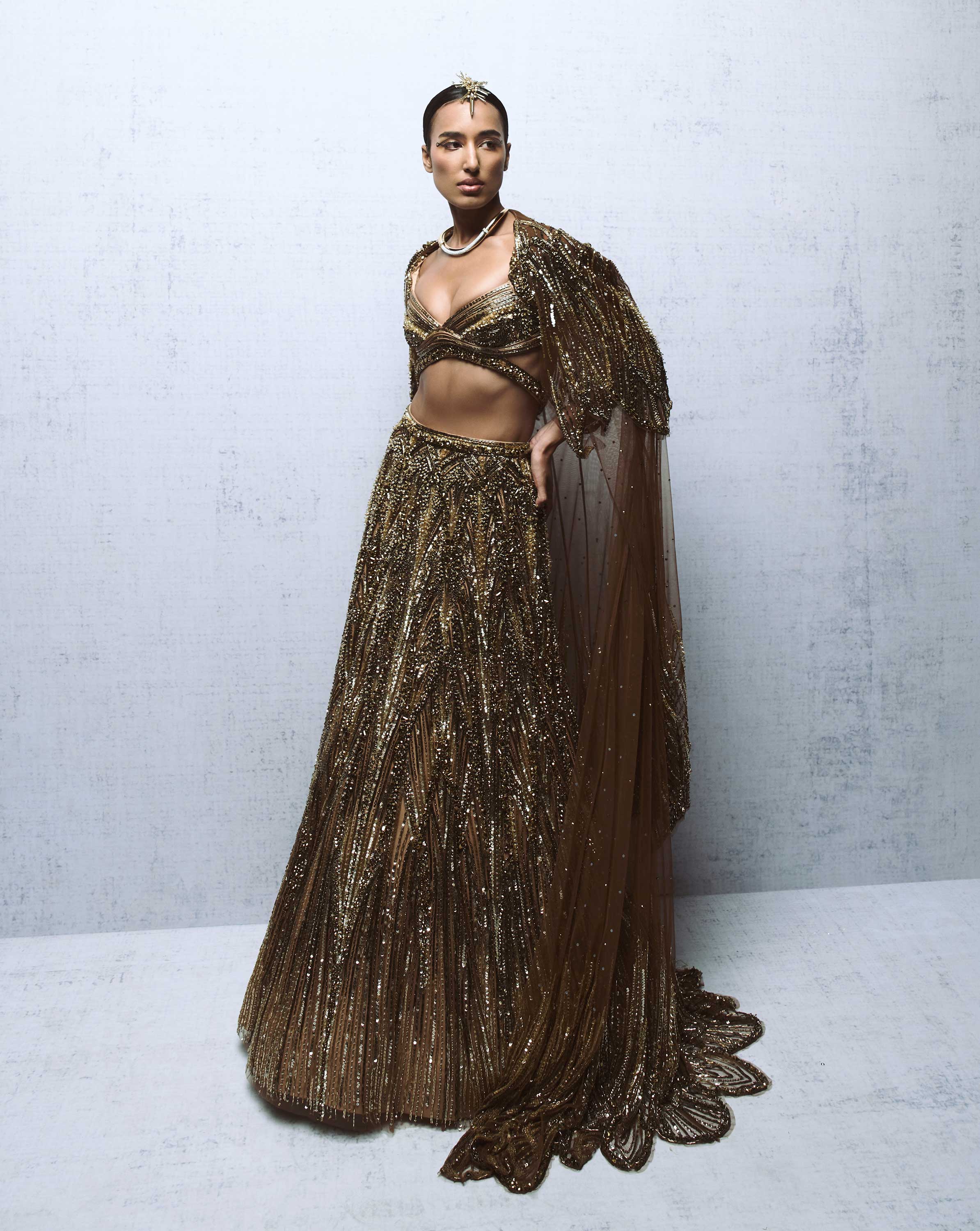 Gold Art Deco Lehenga